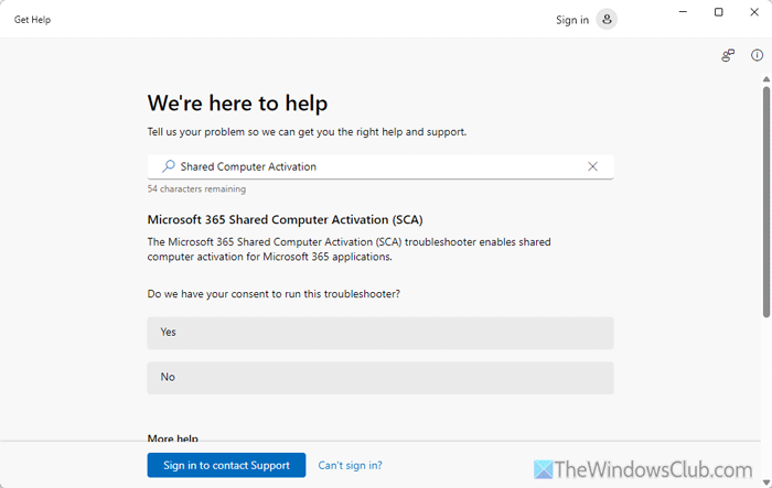 Microsoft 365 Shared Computer Activation (SCA) troubleshooter