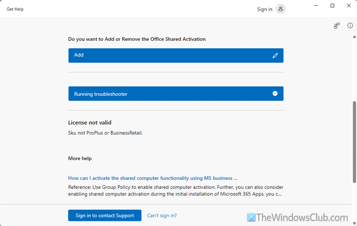 Microsoft 365 Shared Computer Activation (SCA) troubleshooter