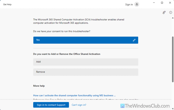 Microsoft 365 Shared Computer Activation (SCA) troubleshooter