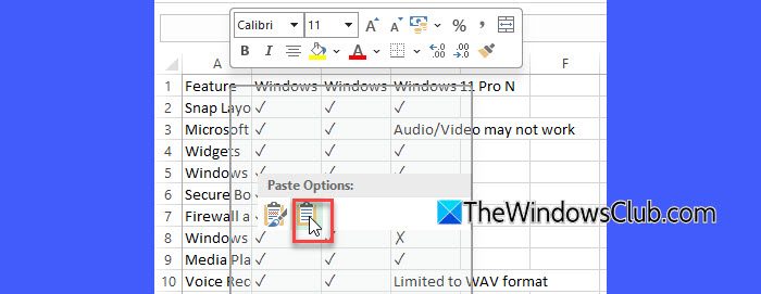 Pasting Copilot response in Excel