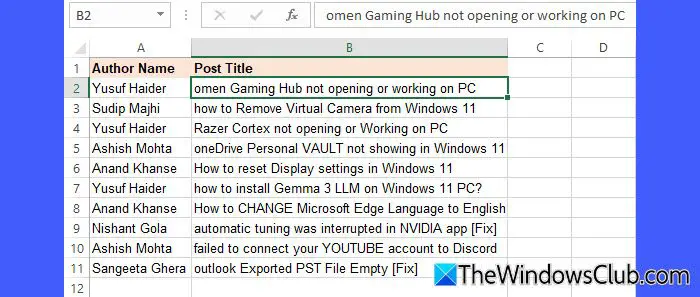 Sample Data Excel
