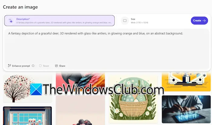 Create an image prompt in Microsoft Designer