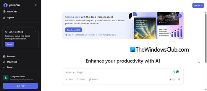 You.com interface
