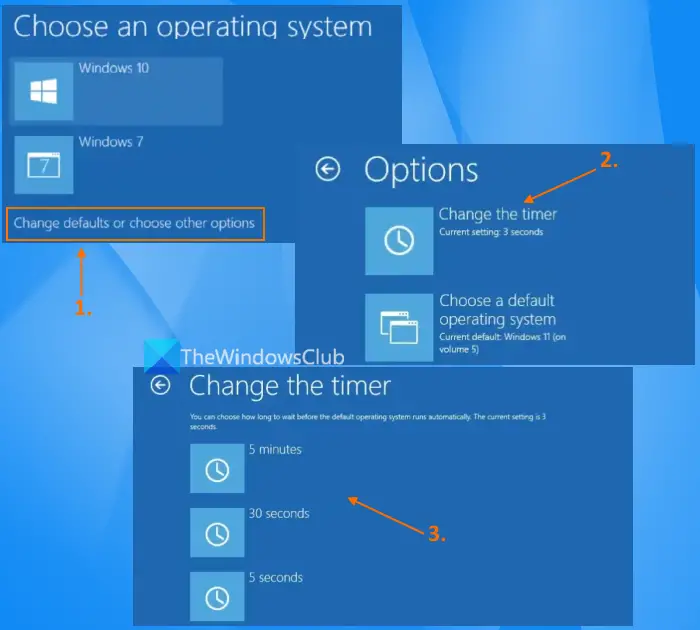 change boot menu timeout using boot options