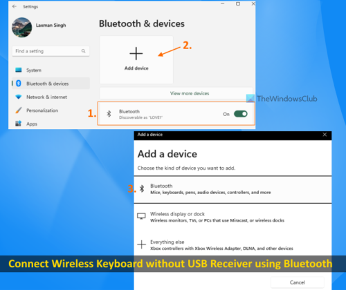 How to connect wireless keyboard without usb receiver