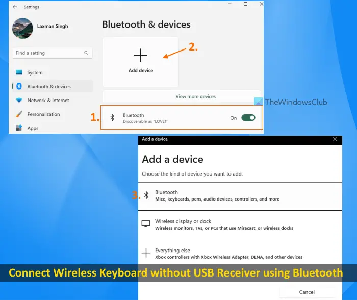 connect wirless keyboard without usb receiver