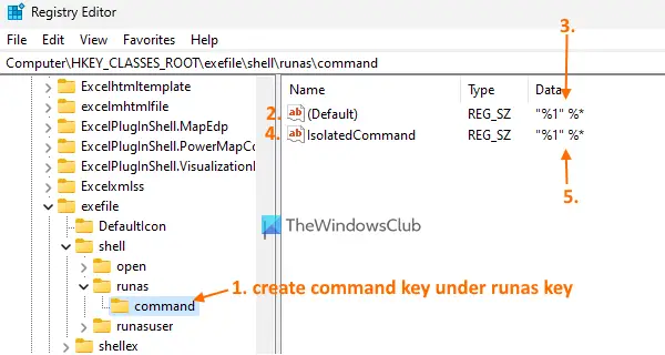 create command key and string values