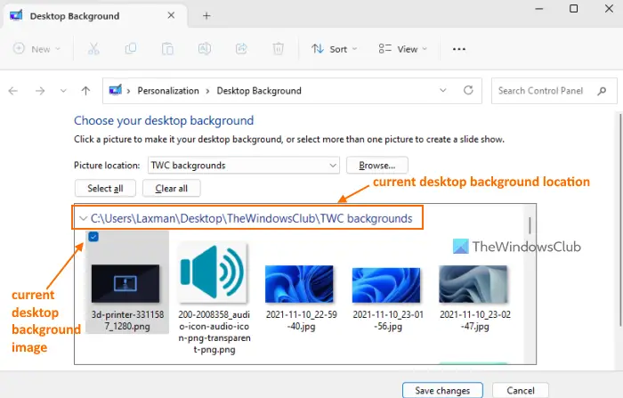 find current Desktop Background image Windows 11