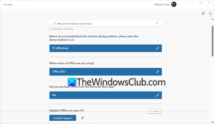 fix issues with Outlook troubleshooter