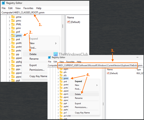 remove file type association using registry