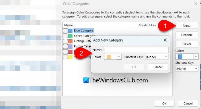 Add category in classic outlook
