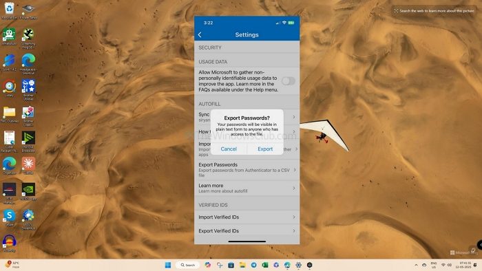 Export Password Microsoft Authenticator