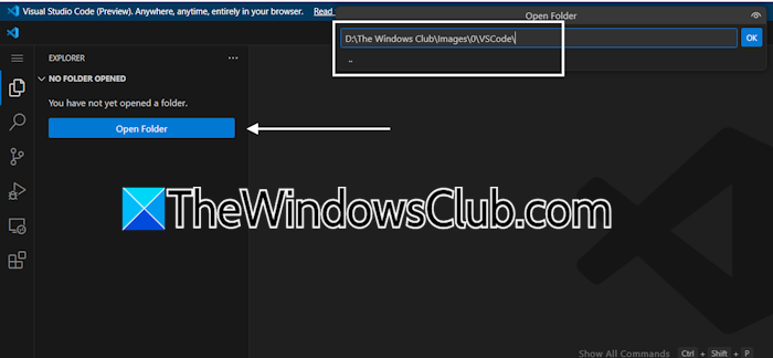 Open VS Code folder remotely