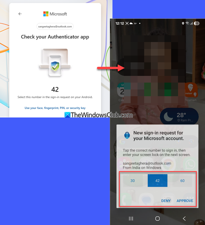 Sign in using Authenticator