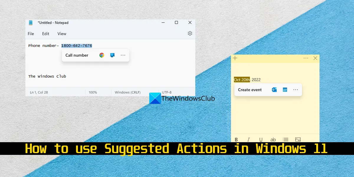 how to use suggested actions in windows 11