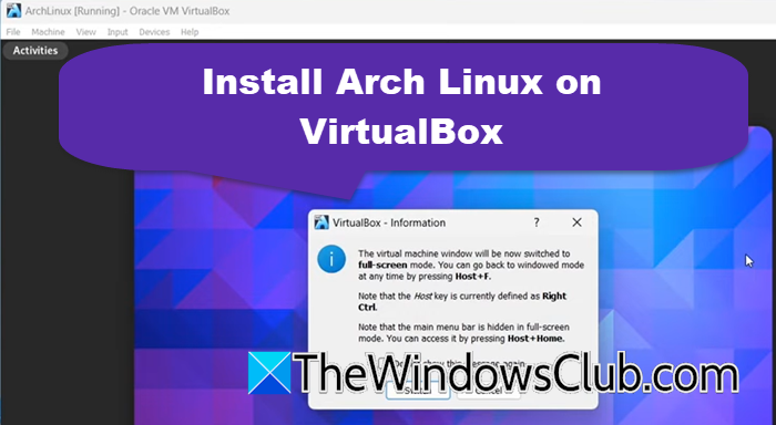 install Arch Linux in VirtualBox