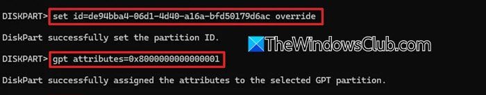 GPT attributes hidden and read-only