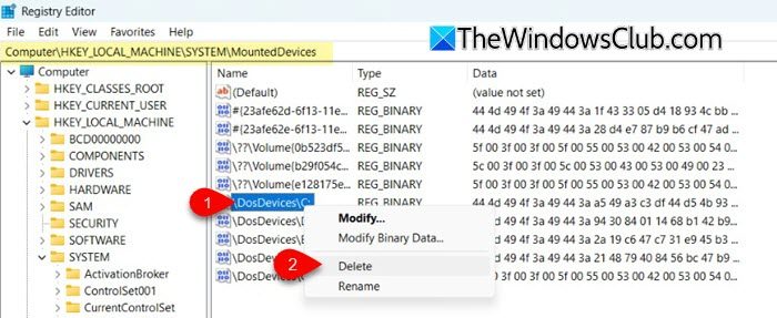 MountedDevices reg key