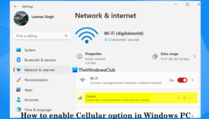 How to enable Cellular option in Windows 11/10