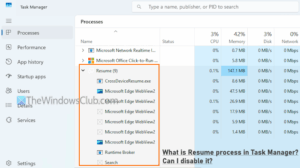 What is Resume process in Task Manager? Can I disable it?