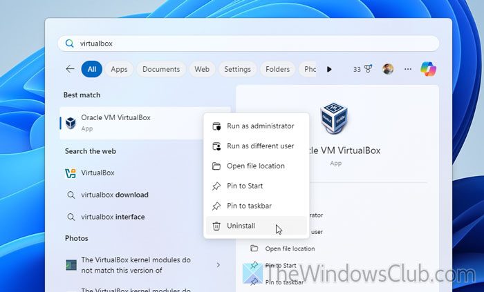 The VirtualBox kernel modules do not match this version of VirtualBox