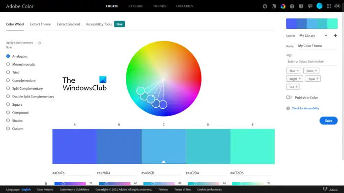 Adobe Color free online color palette generator