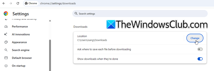 Change Download location in Chrome Change Download location in Chrome