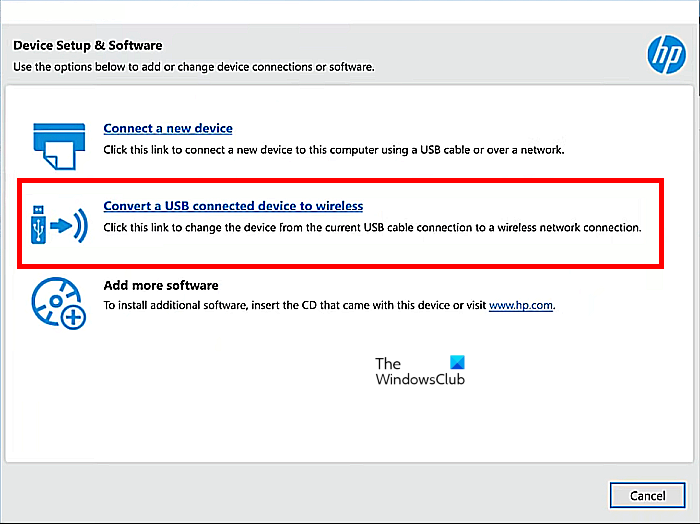 Convert HP printer from USB to wireless