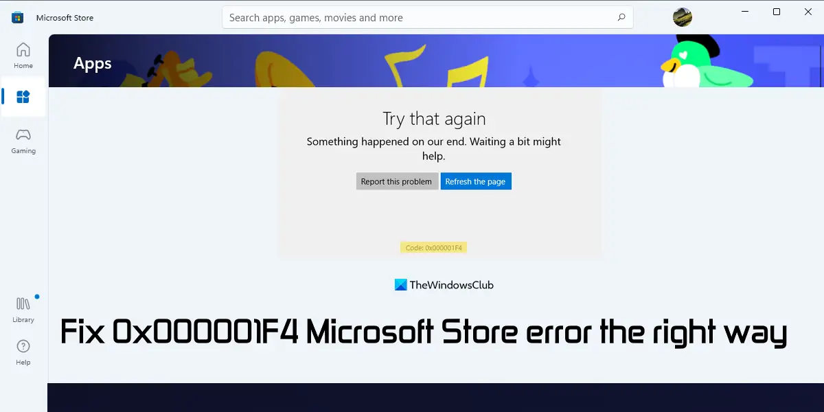 Fix 0x000001F4 Microsoft Store error