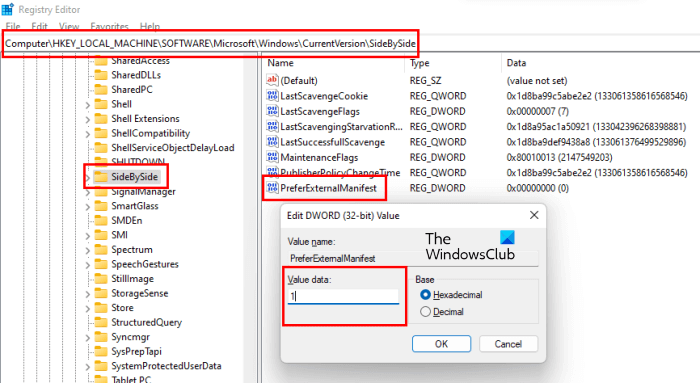 Modify registry to prefer external manifest