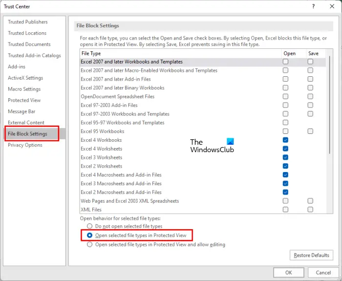 Open every Excel file in Protected View