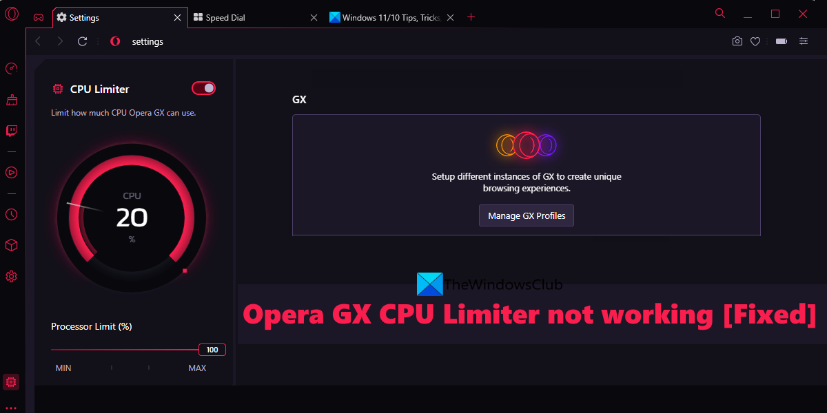 Opera GX CPU Limiter not working Opera GX CPU Limiter not working