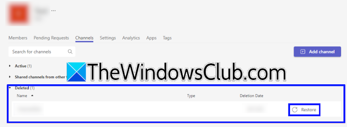 Restore the deleted Teams Channel