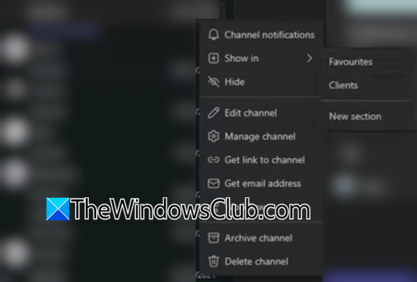 Show or Move Channels in Teams