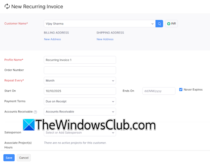 Configure recurring invoice Zoho Books Configure recurring invoice Zoho Books