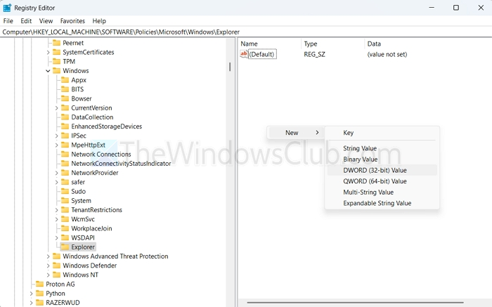 Create Registry Explorer