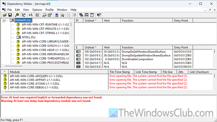 DWMAPI.DLL is either not designed or Not found