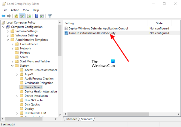 Disable Virtualization-based Security (VBS)