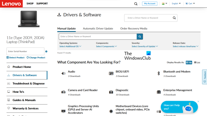 Download drivers from Lenovo website