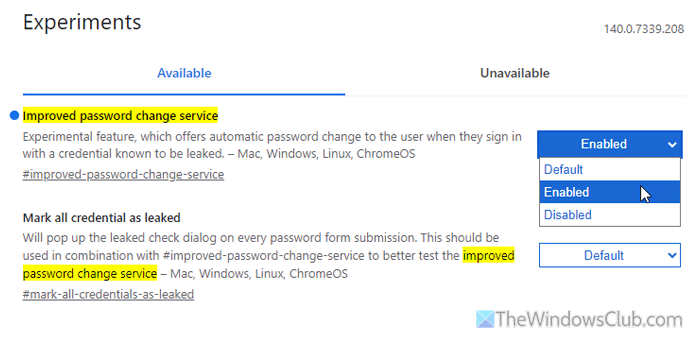 Enable or Disable Automatic Password Change feature in Chrome