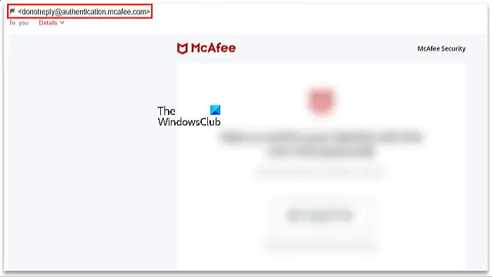 Identify scam McAfee email messages