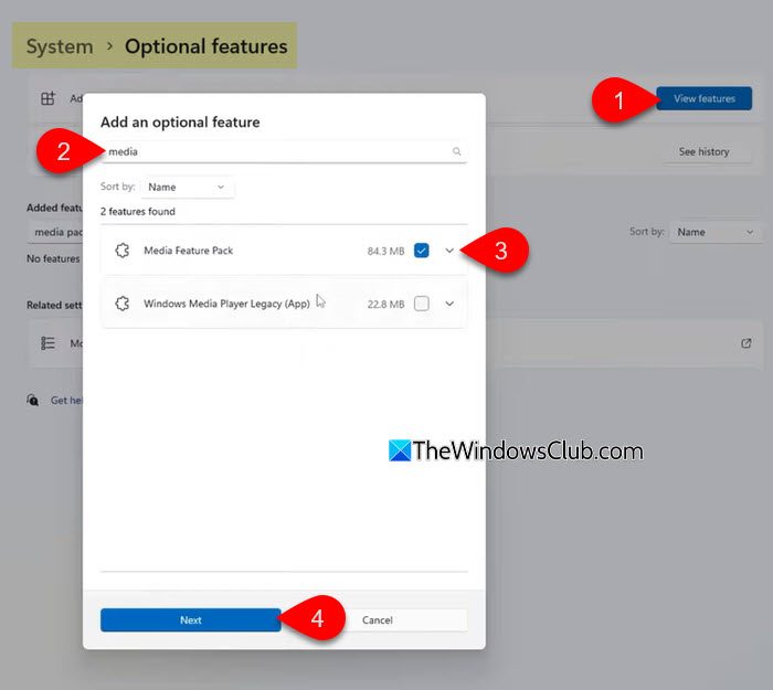 Install Media Feature Pack