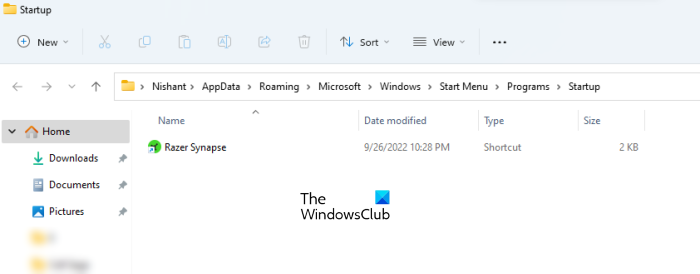 Open Razer Synapse using the Startup folder