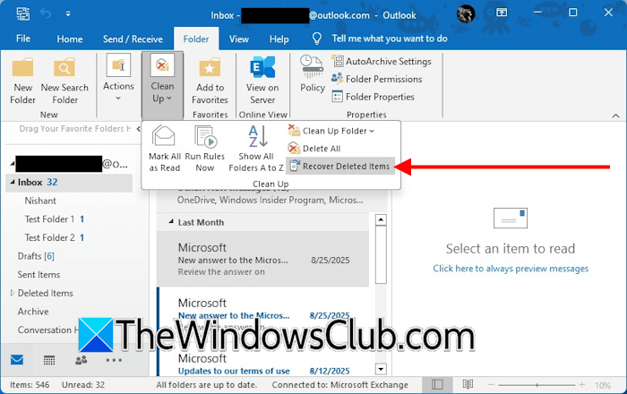 Recover Deleted Items Outlook Classic