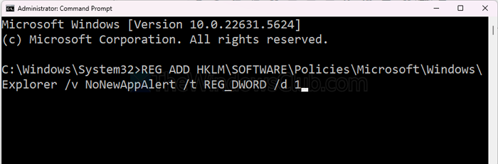 Run Registry command
