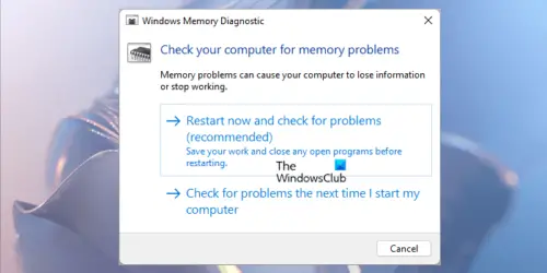 Run Windows Memory Diagnostic Tool