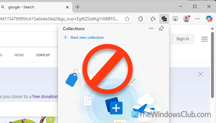 Unable to add webpage to Collection in Microsoft Edge