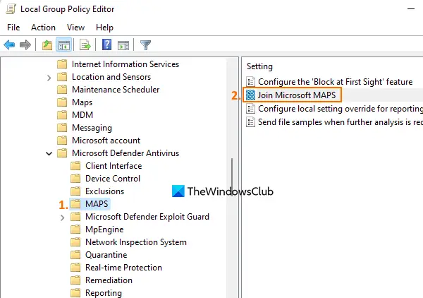 access MAPS folder group policy