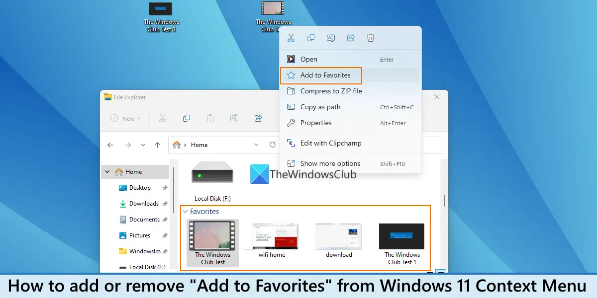 add or remove add to favorites from windows 11 context menu