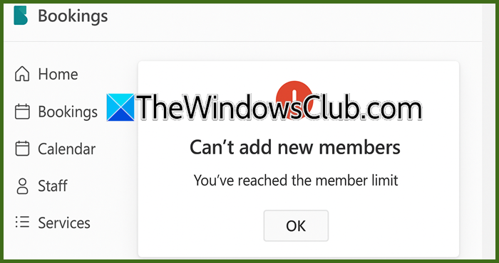 Can't add new members in MS Booking